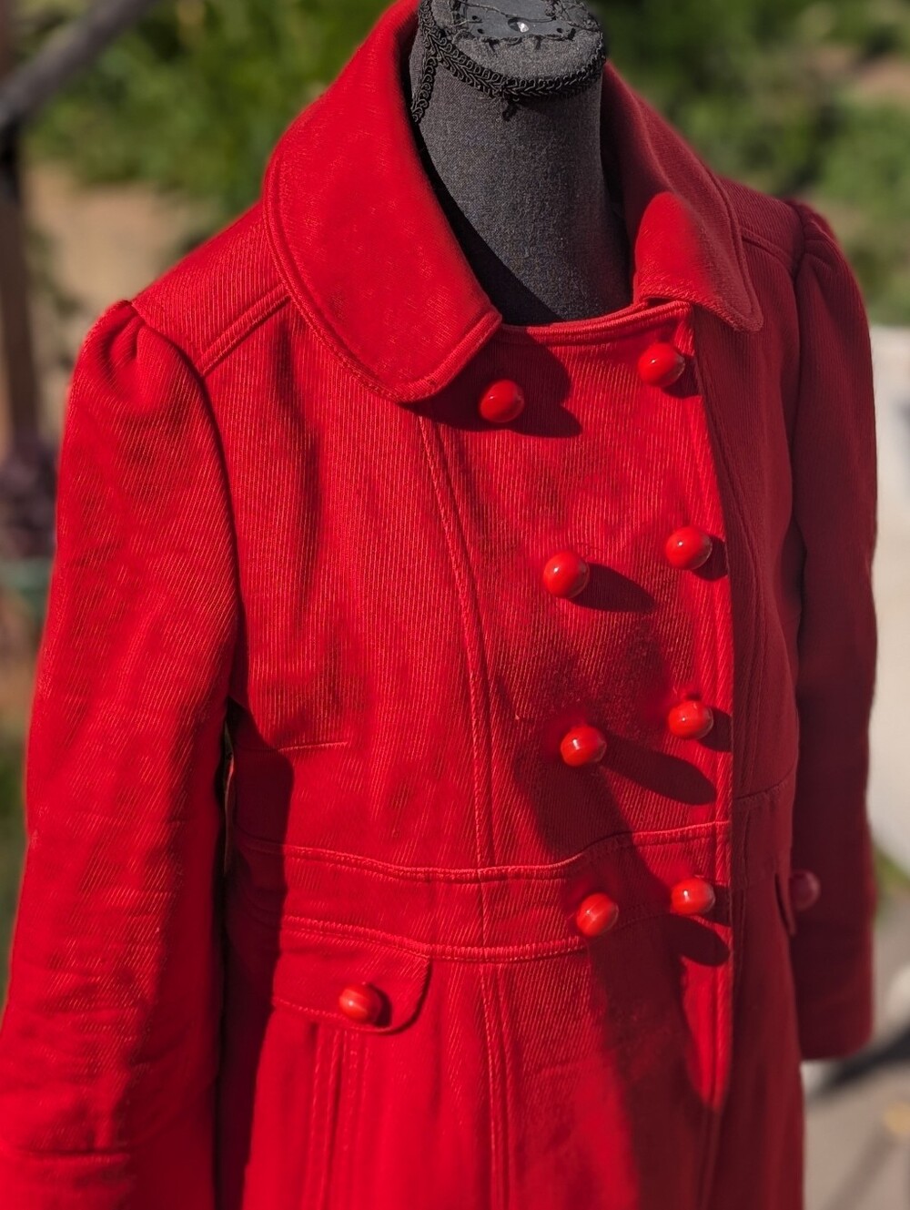 Marc Jacobs Women's Wool Blend Red Double Brested Long Peacoat Size Large